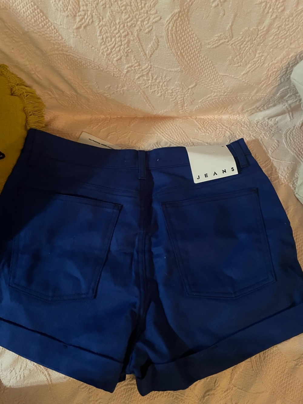American Apparel High Waist Cuffed Shorts in Royal Blue - Picture 5 of 5